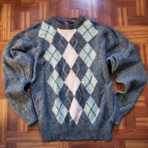 Classic Gray Argyle Men's Sweater